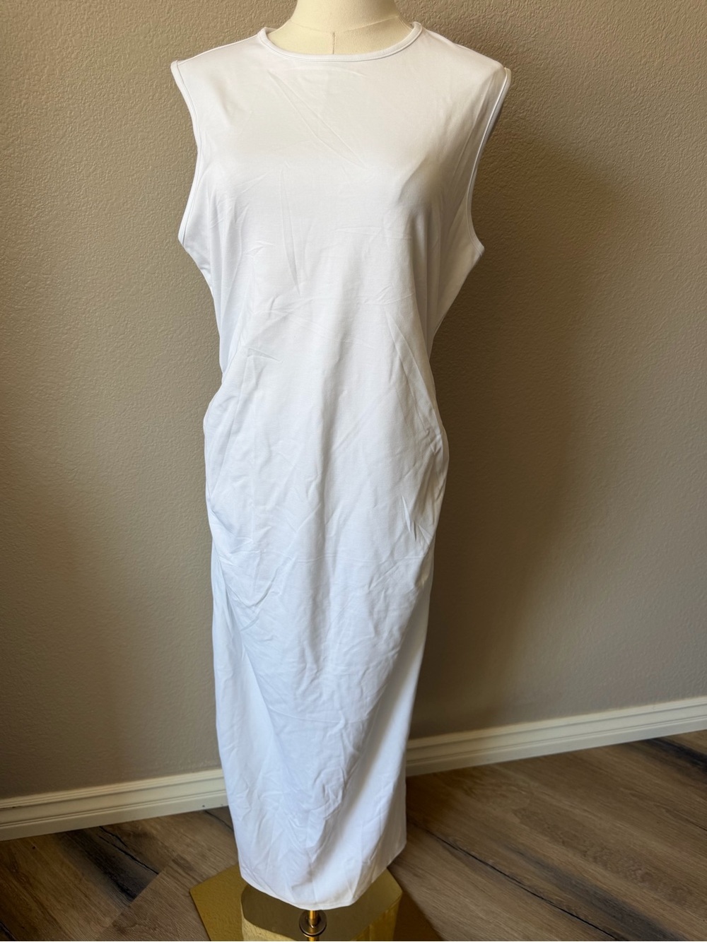 NWT Sleeveless White Maxi Dress - Minimalist Everyday Style, Large